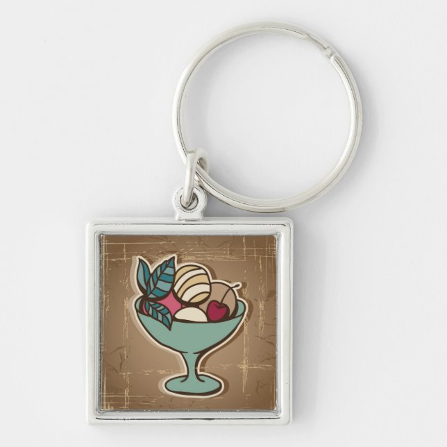 Illustration of Ice Cream in retro style Keychain (Front)