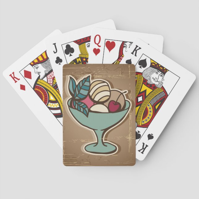 Illustration of Ice Cream in retro style Playing Cards (Back)