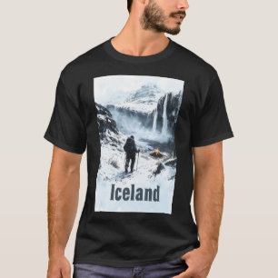 Illustration of Icelandic Landscape and a Hiker T-Shirt