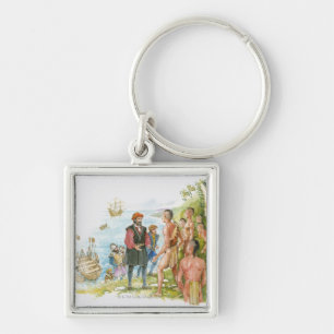 Illustration of Jacques Cartier conversing with Keychain