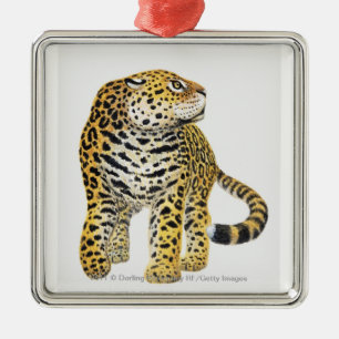 Illustration of Jaguar with head in profile Metal Ornament