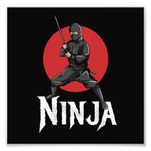 illustration of japanese ninja holding sword photo print