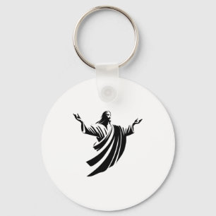 Illustration Of Jesus Christ Shadow With Open Arms Keychain