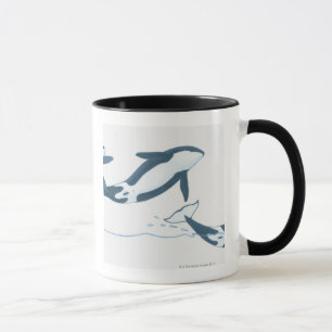 Illustration of Killer Whales (Orcinus orca) Mug