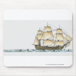 Illustration of late 18th century warship mouse pad