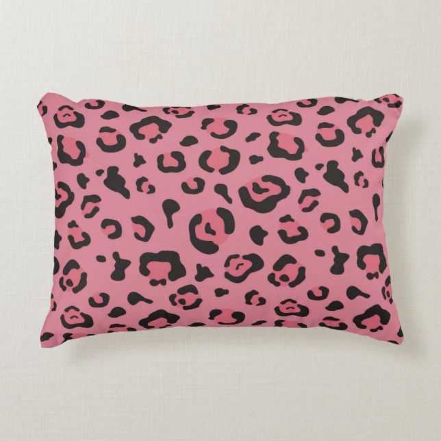 Illustration of Leopard Pink Animal Accent Pillow (Front)