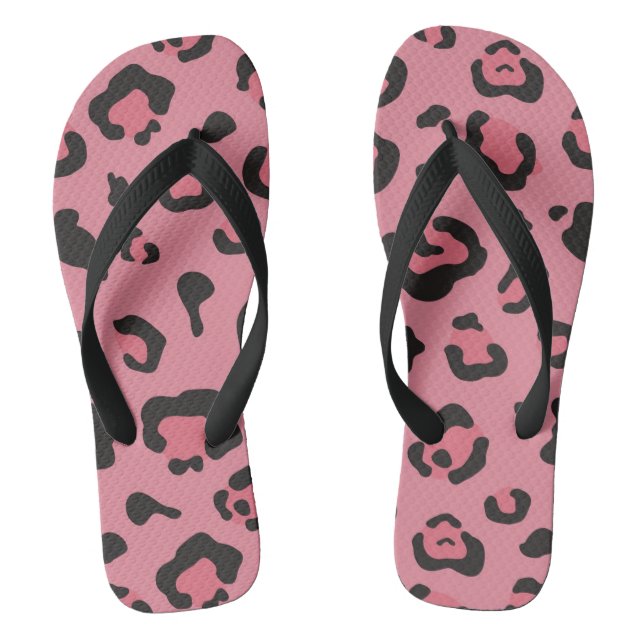 Illustration of Leopard Pink Animal Flip Flops (Footbed)
