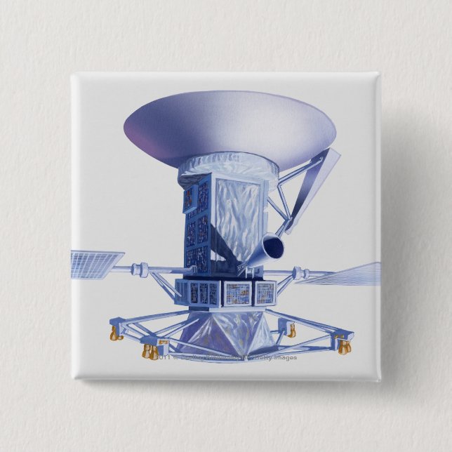 Illustration of Magellan spacecraft 2 Inch Square Button (Front)