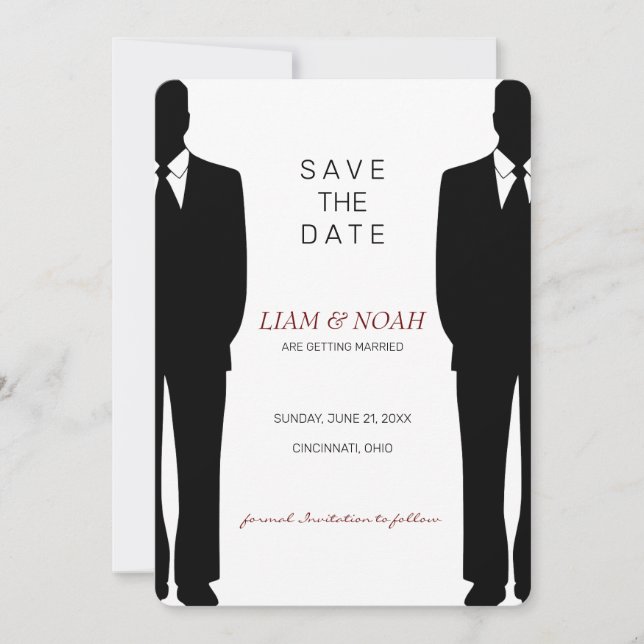 Illustration of Men in Suit Save The Date (Front)