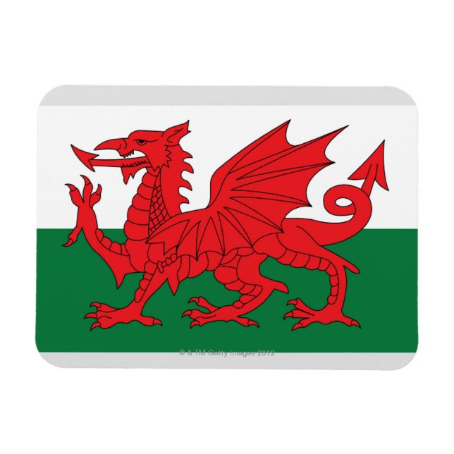 Illustration of national flag of Wales, with red Magnet (Horizontal)