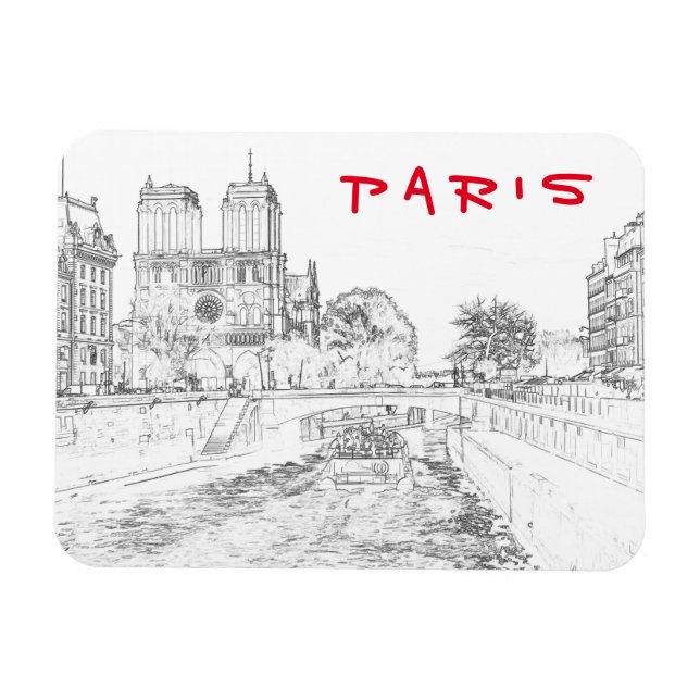 Illustration of Notre Dame de Paris Magnet (Horizontal)