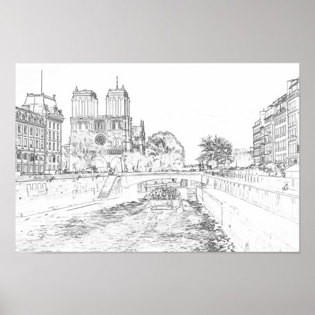 Illustration of Notre Dame de Paris Poster (Front)