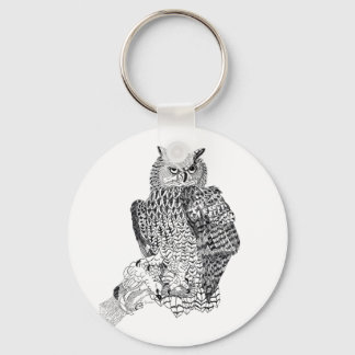 Illustration of Owl on button keyring