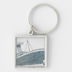 Illustration of passenger falling from the Titanic Keychain