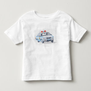 Illustration of police car with two policemen toddler t-shirt