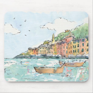 Illustration of Porofino Harbour Mouse Pad