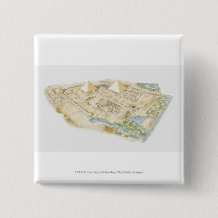 Illustration of Pyramids of Giza 2 Inch Square Button