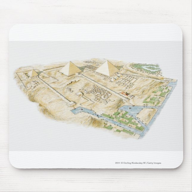 Illustration of Pyramids of Giza Mouse Pad (Front)