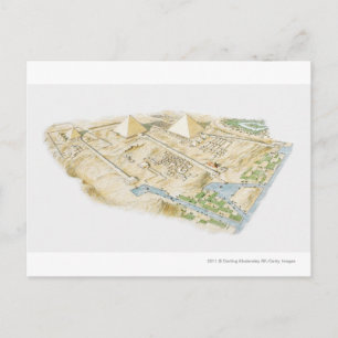 Illustration of Pyramids of Giza Postcard