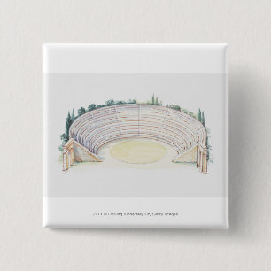 Illustration of Roman amphitheatre 2 Inch Square Button
