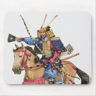 Illustration of Samurai on horseback Mouse Pad