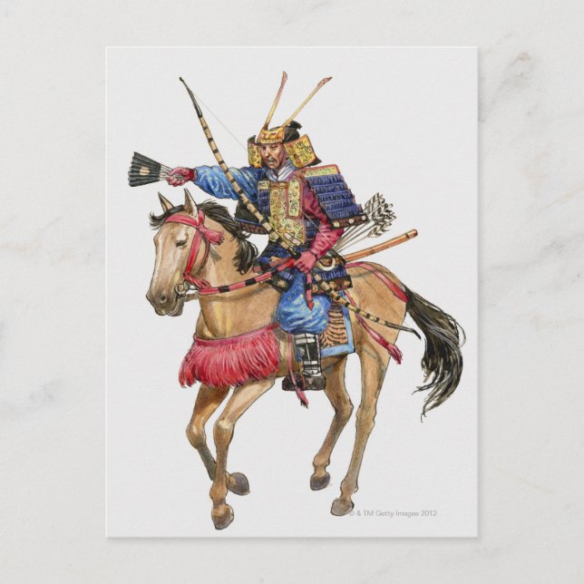 Illustration of Samurai on horseback Postcard (Front)