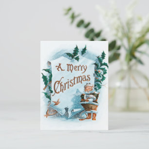 Illustration of Santa Clause Holiday Postcard
