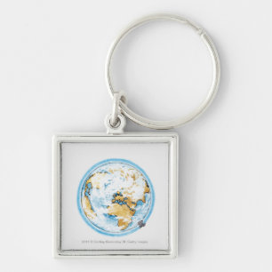 Illustration of satellite orbiting the Earth Keychain