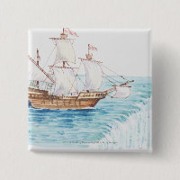 Illustration of ship approaching edge of waterfall
