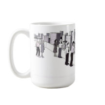 Illustration of Six People on a Rooftop of a City