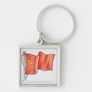 Illustration of Soviet flag Keychain
