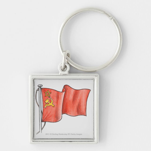 Illustration of Soviet flag Keychain (Front)