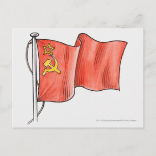 Illustration of Soviet flag Postcard