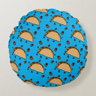Illustration of tacos round pillow