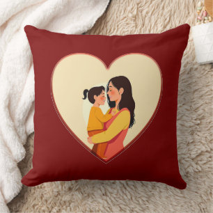 Illustration of the love between mother and daught throw pillow