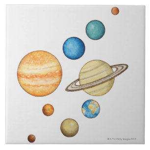 Illustration of the planets of the solar system tile