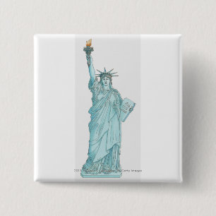 Illustration of the Statue of Liberty 2 Inch Square Button