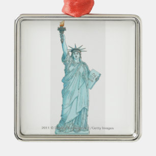 Illustration of the Statue of Liberty Metal Ornament