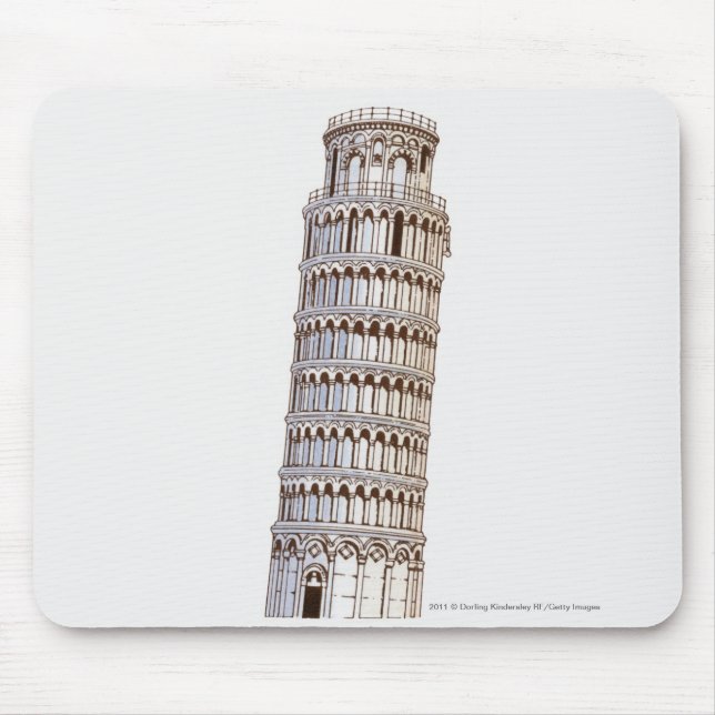 Illustration of the Tower of Pisa Mouse Pad (Front)