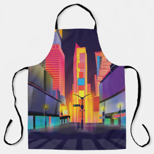 illustration of Times Square, New York Apron