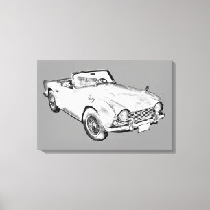 Illustration Of Triumph Tr4 Sports Car Canvas Print
