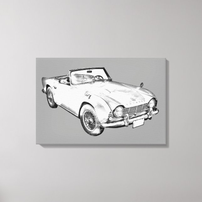 Illustration Of Triumph Tr4 Sports Car Canvas Print (Front)