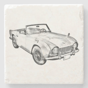 Illustration Of Triumph Tr4 Sports Car Stone Coaster