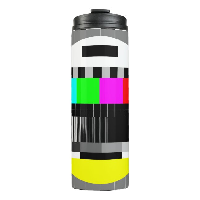 illustration of tv no signal back in retro style.  thermal tumbler (Front)