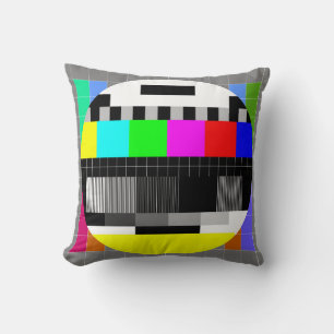 illustration of tv no signal back in retro style.  throw pillow