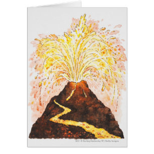 Illustration of volcano erupting