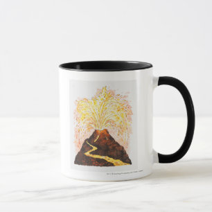 Illustration of volcano erupting mug