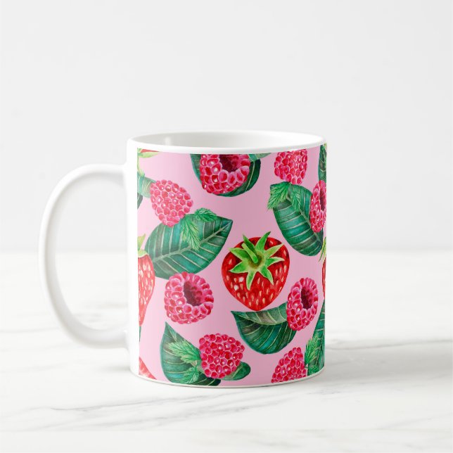 Illustration of watercolor hand drawn pattern with coffee mug (Left)