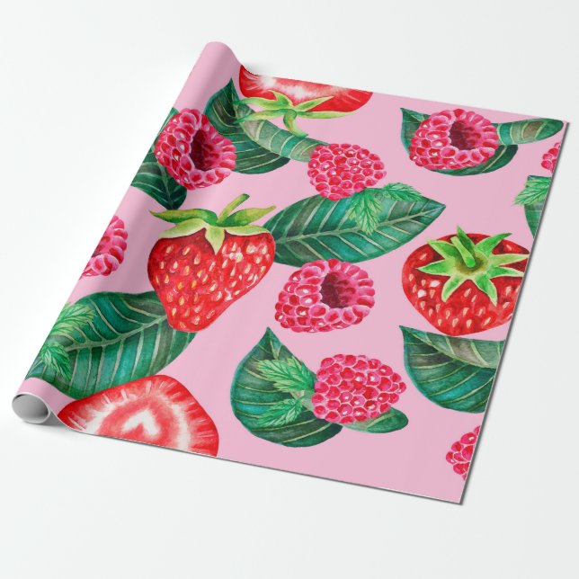 Illustration of watercolor hand drawn pattern with wrapping paper (Unrolled)
