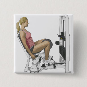 Illustration of woman using hip abductor 2 inch square button
